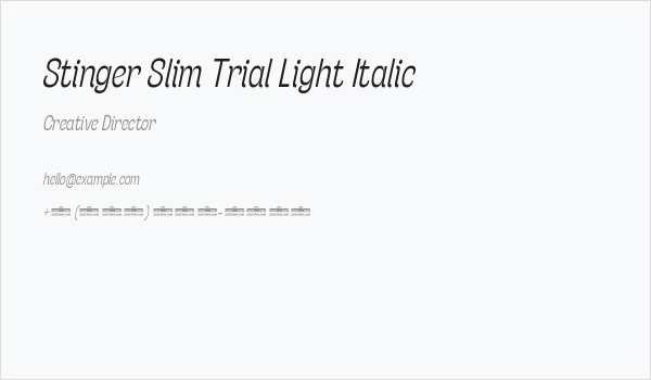 Stinger Slim Trial Light Italic Business Card