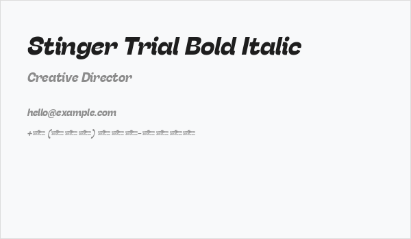 Stinger Trial Bold Italic Business Card