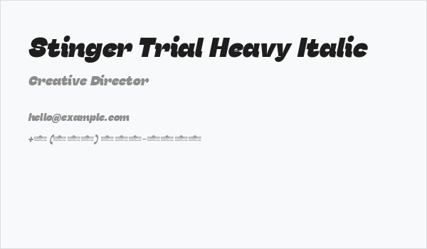 Stinger Trial Heavy Italic Business Card