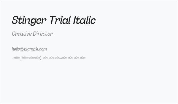 Stinger Trial Italic Business Card