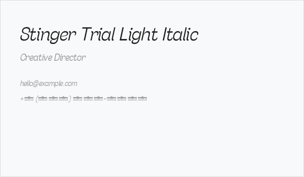 Stinger Trial Light Italic Business Card