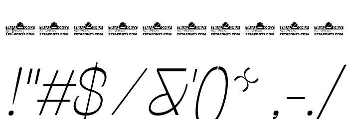 Stinger Trial Thin Italic Font OTHER CHARS