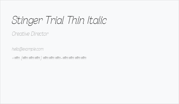 Stinger Trial Thin Italic Business Card