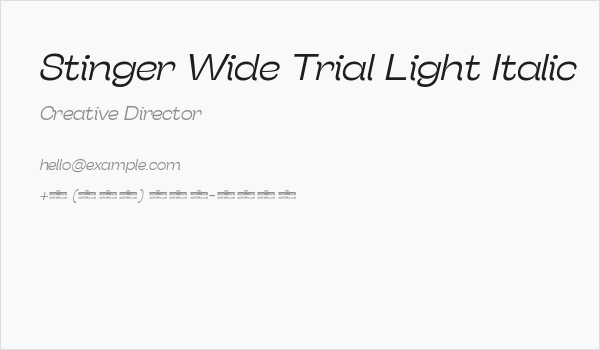 Stinger Wide Trial Light Italic Business Card