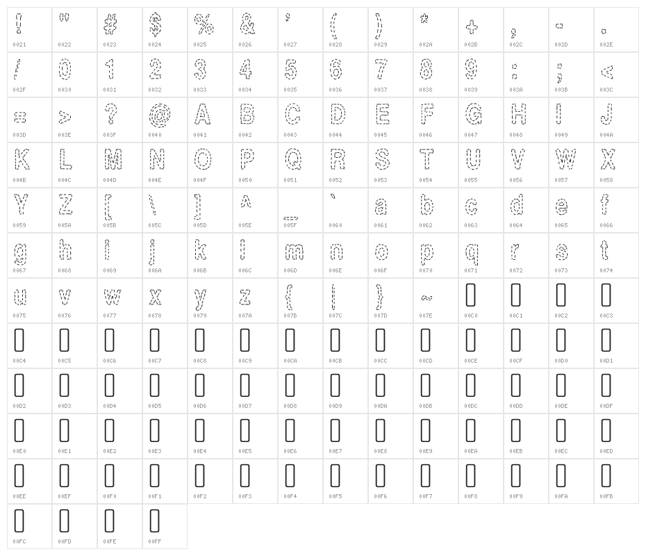 Stitchen-Regular Character Map