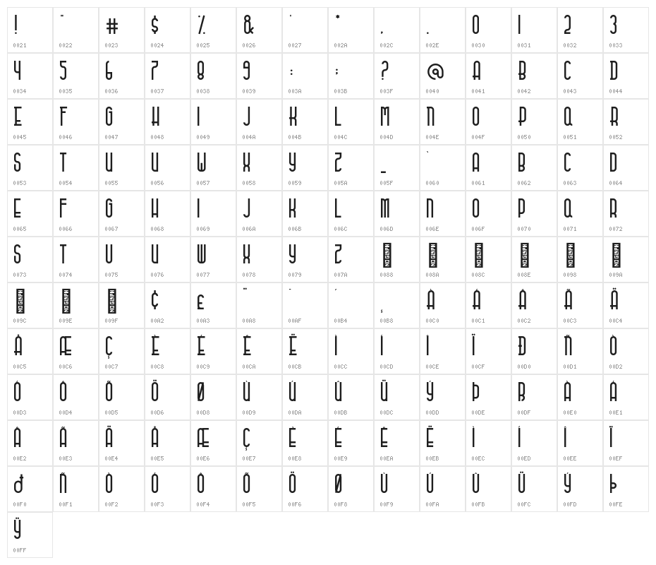 Stockard Regular Character Map