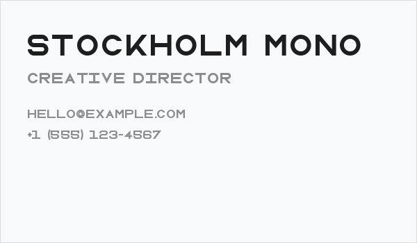 Stockholm Mono Business Card