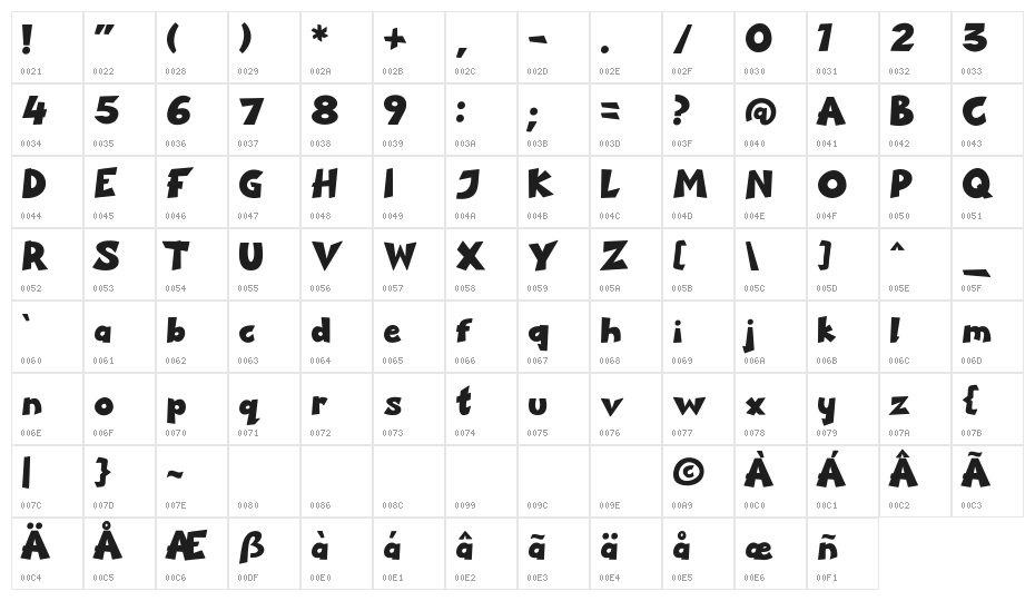 Stockly-Bold Character Map