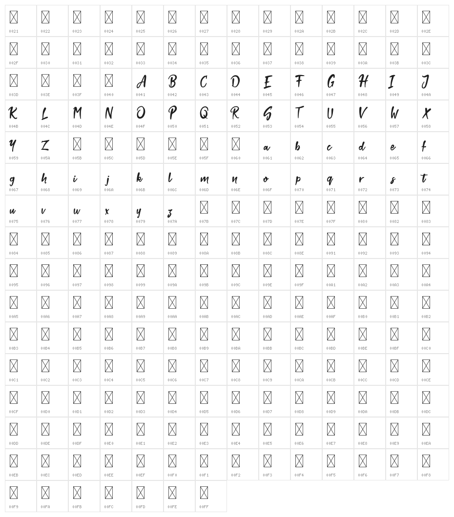 Stokyt Demo Regular Character Map