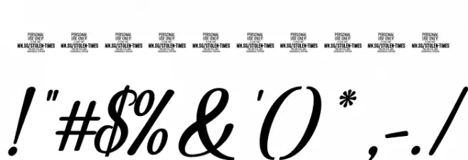 Stolen Times PERSONAL USE Regular Font OTHER CHARS