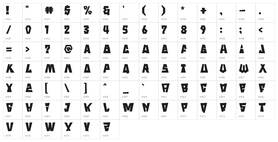 Stone Ocean Regular Character Map