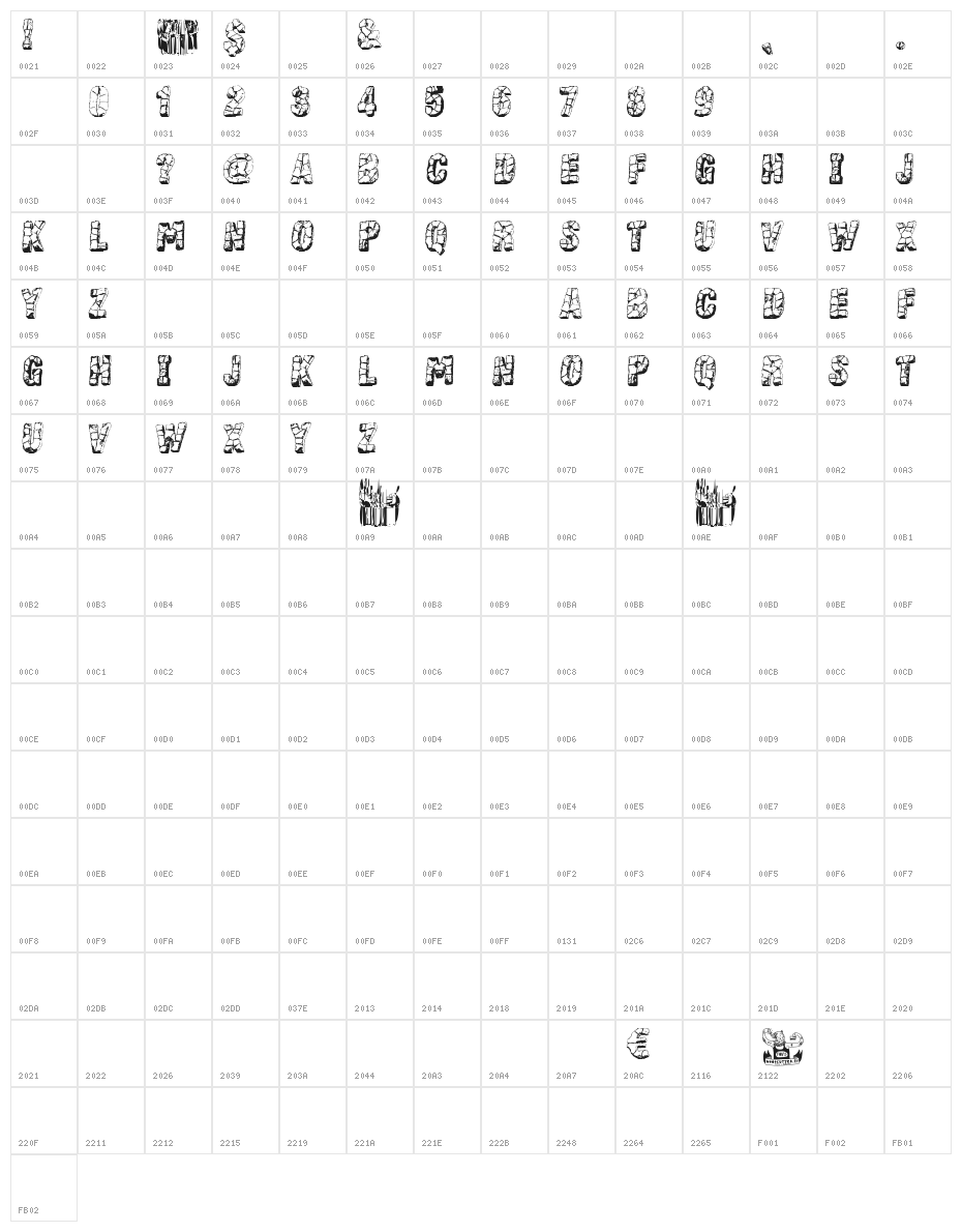Stone block Character Map