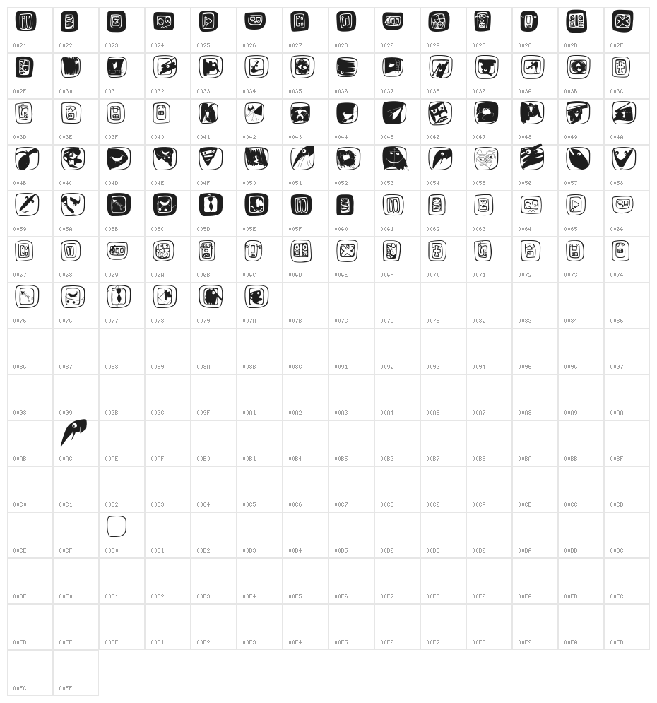 StoneAgeBatsBold Character Map