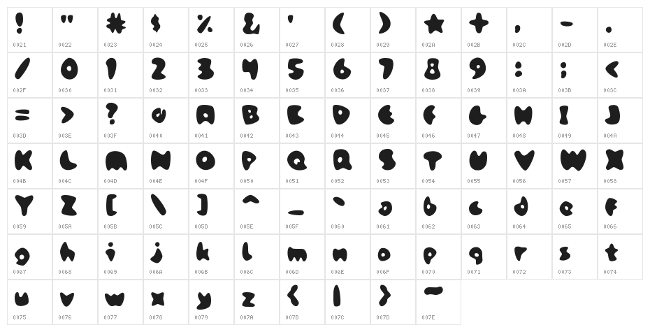StoneSkip Medium Character Map