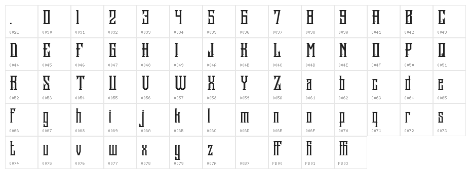 StonebangsTypeface Character Map