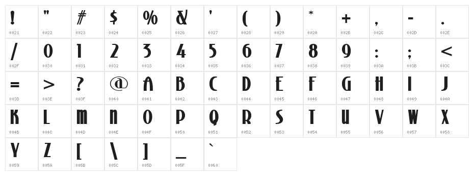 Stony Island NF Bold Character Map