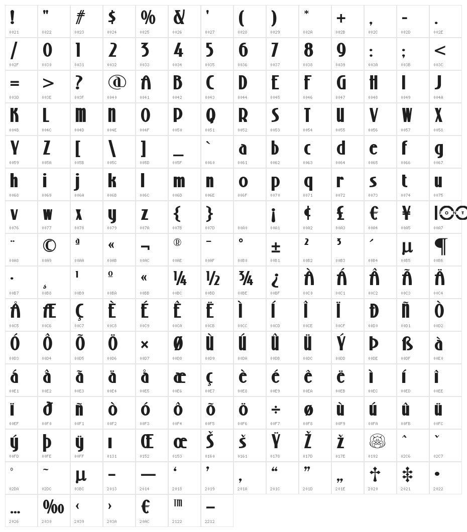 StonyIslandNF-Bold Character Map