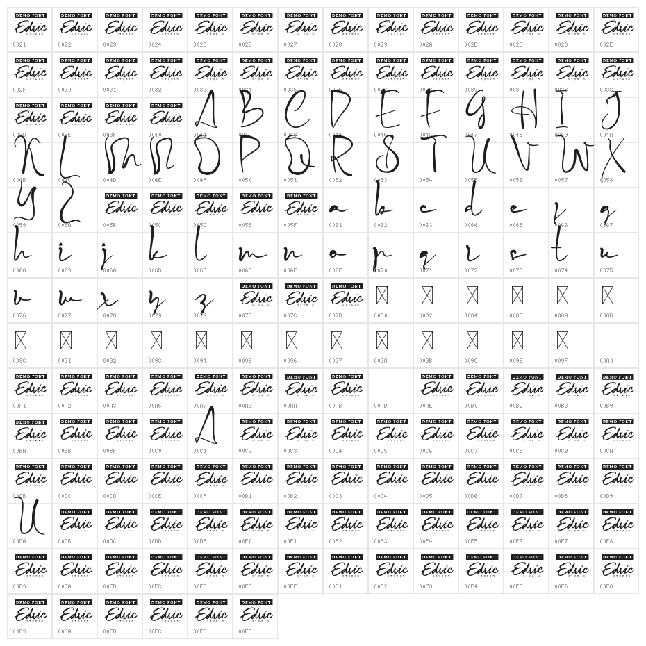 Stop Signal Demo Character Map