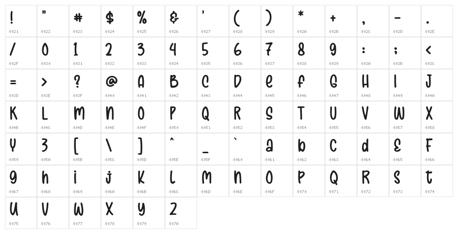 Storeca Regular Character Map