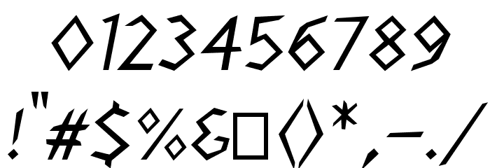 Stormblade Oblique Font OTHER CHARS
