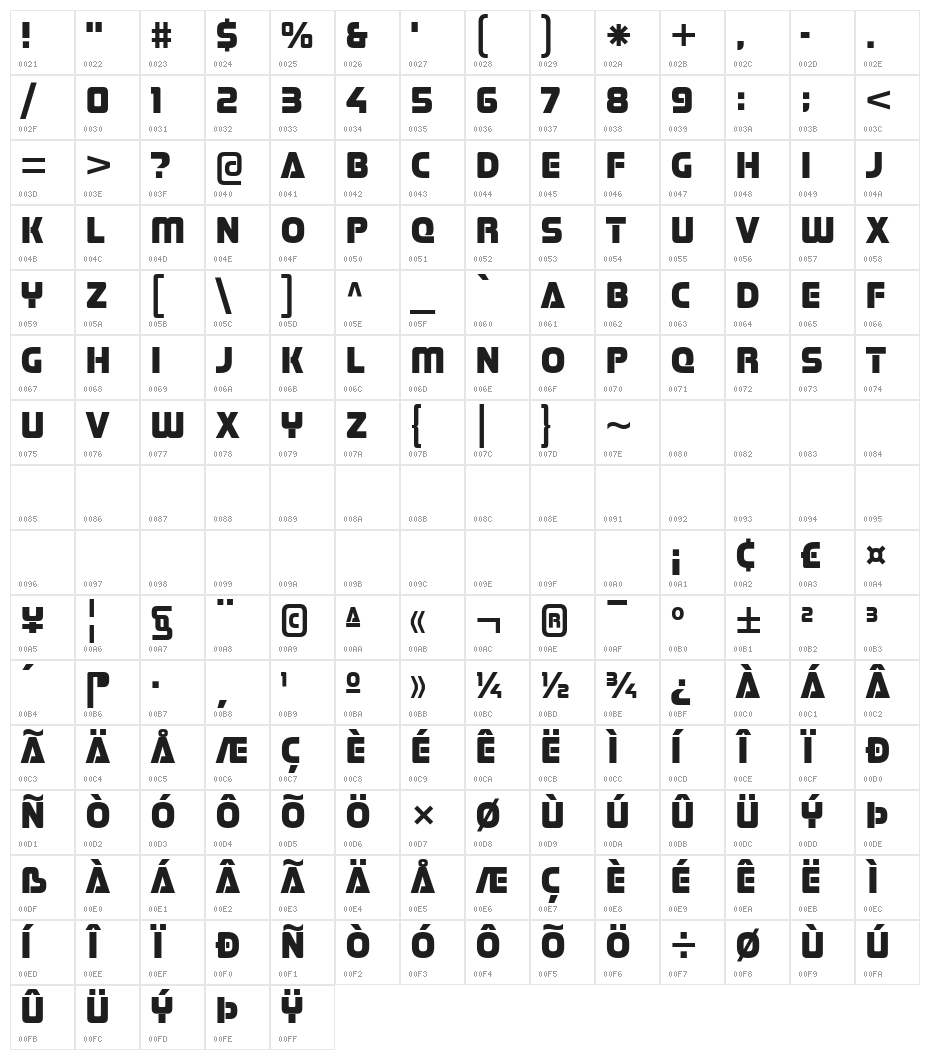 Stormfaze-Regular Character Map
