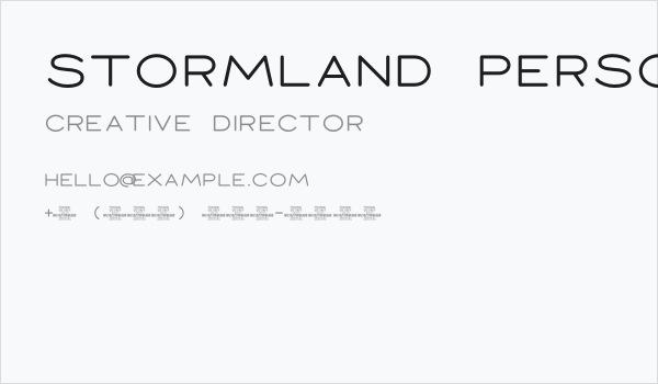 Stormland PERSONAL USE ONLY Light Business Card