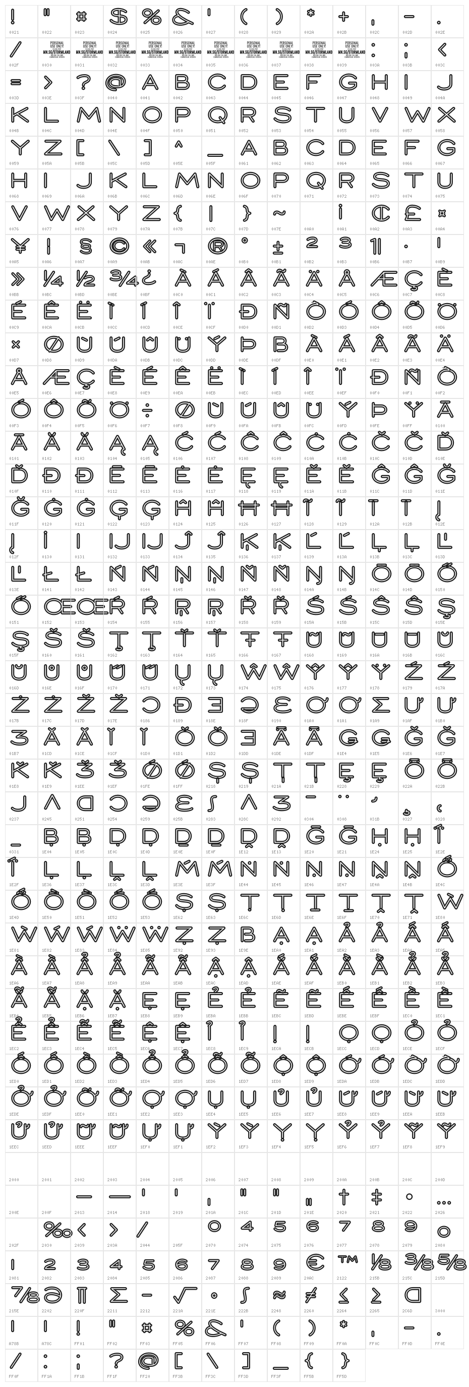 Stormline PERSONAL USE ONLY Bold Character Map