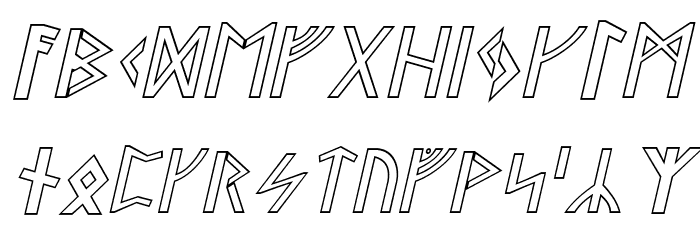 Stormning Outline Oblique Font LOWERCASE