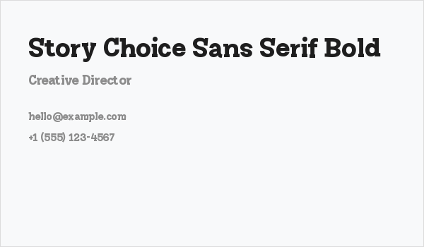 Story Choice Sans Serif Bold Business Card