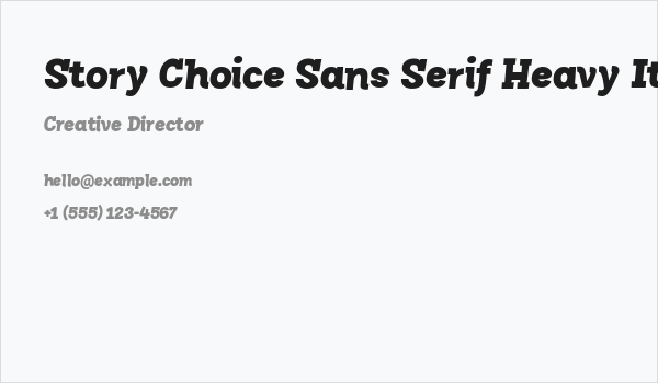 Story Choice Sans Serif Heavy Italic Business Card