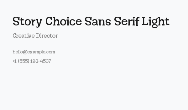 Story Choice Sans Serif Light Business Card