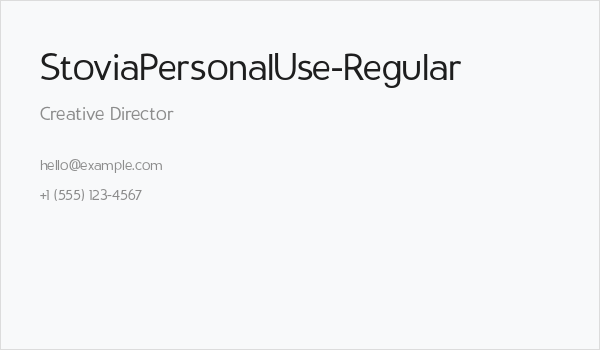 StoviaPersonalUse-Regular Business Card