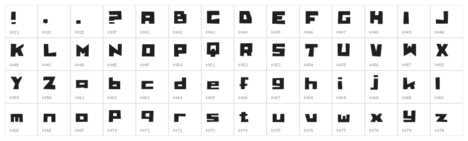 StraightLines Character Map