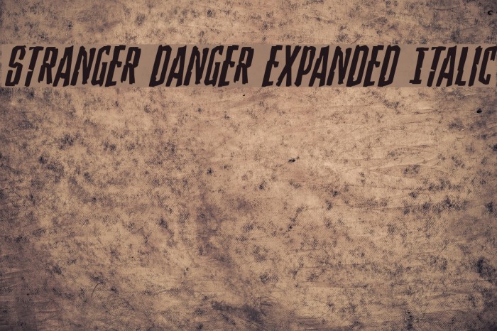Stranger Danger Expanded Italic Font examples