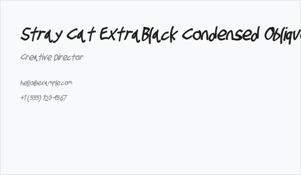 Stray Cat ExtraBlack Condensed Oblique Business Card