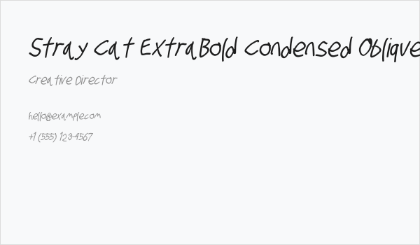 Stray Cat ExtraBold Condensed Oblique Business Card