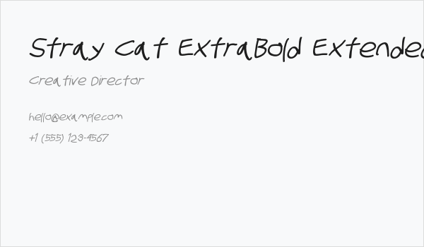 Stray Cat ExtraBold Extended Oblique Business Card