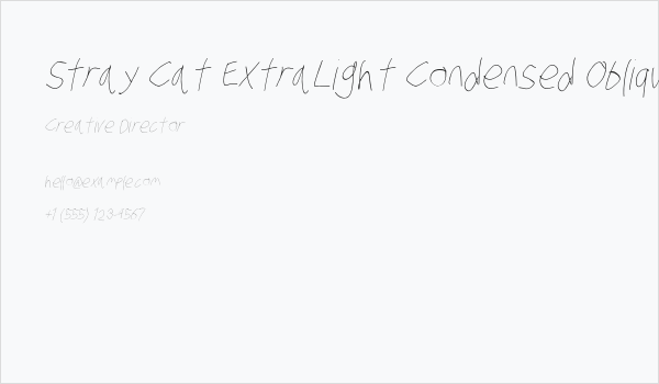Stray Cat ExtraLight Condensed Oblique Business Card