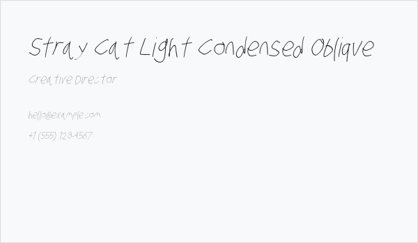 Stray Cat Light Condensed Oblique Business Card