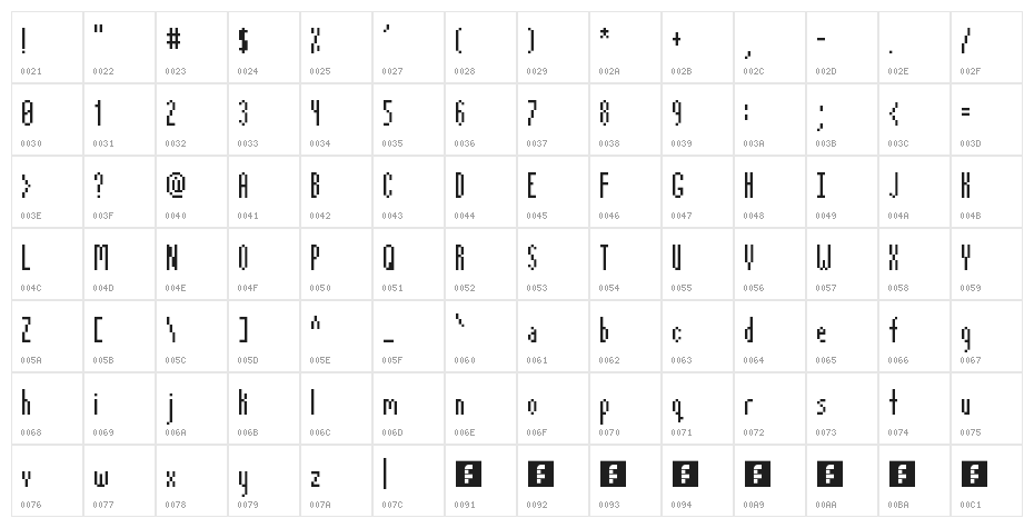 Streeeeetch Regular Character Map