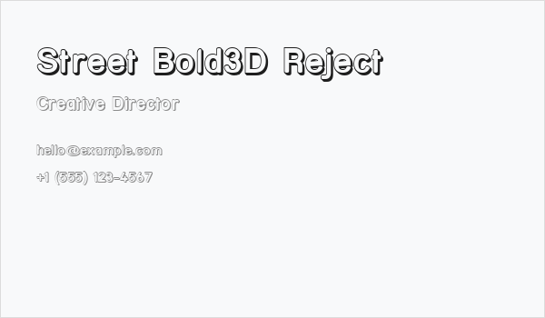 Street Bold3D Reject Business Card