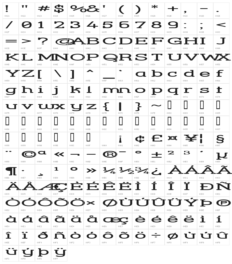 Street Corner Slab HyperExtend Character Map
