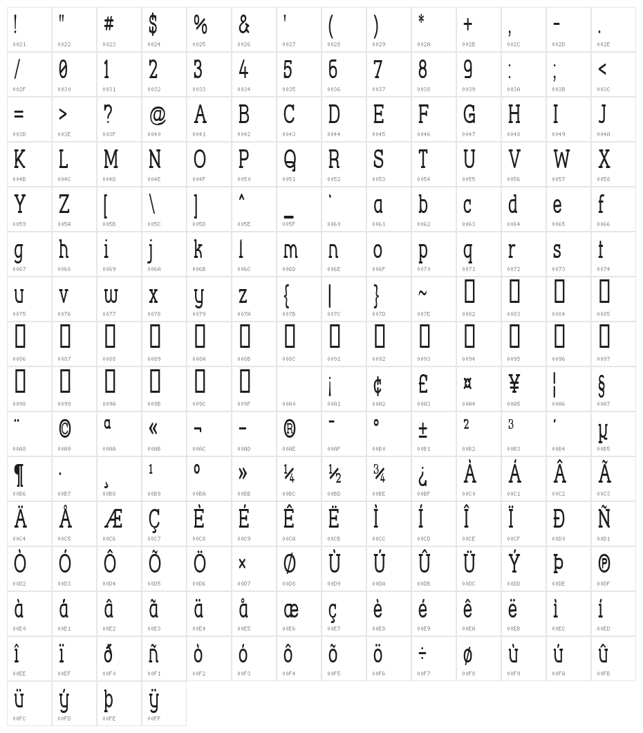 Street Corner Slab Narrow Character Map