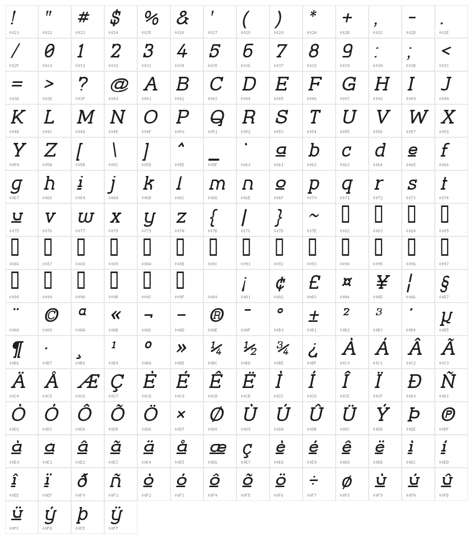 Street Corner Slab Upper Obl Character Map