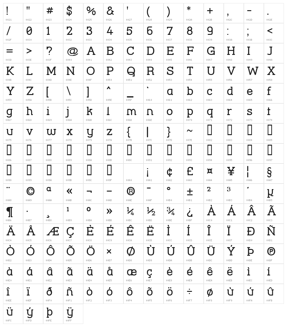 Street Corner Slab Character Map