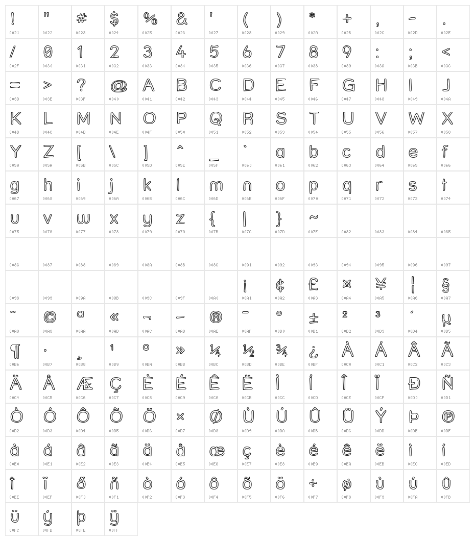 Street Freehand - Outline Character Map
