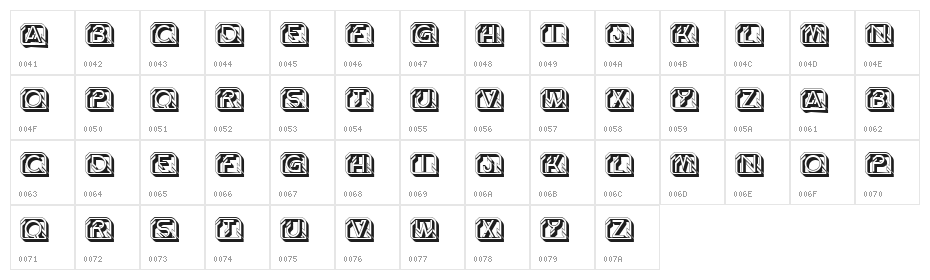 Street Intruder 3D Capitals Regular Character Map