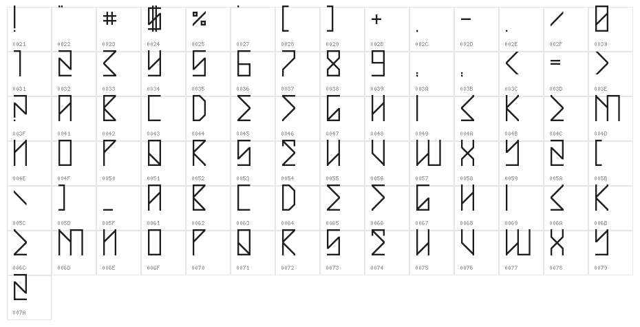 Street Math Regular Character Map
