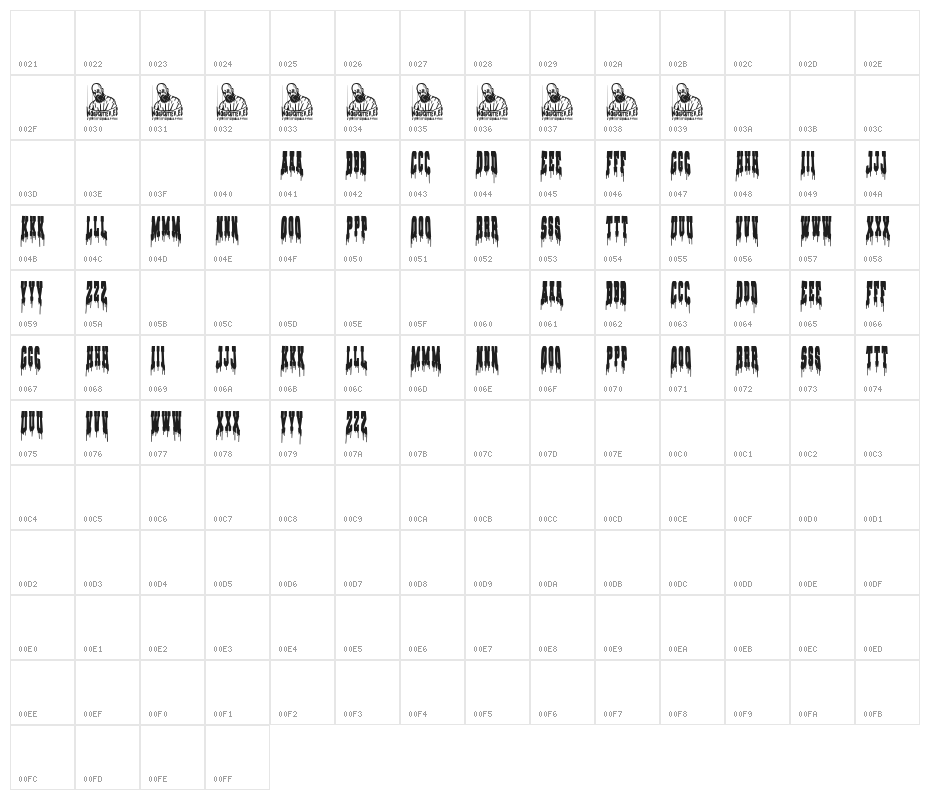 Street Monogram Character Map