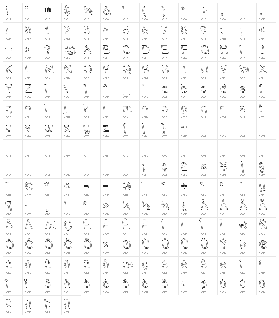 Street Outline - Rev Character Map
